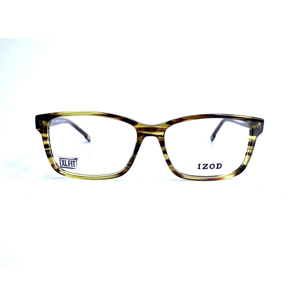 New IZOD Brown Yellow Amber Clear Horn Rectangular Glasses IZ 2096 58 16 150
